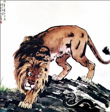 Xu Beihong lion and snake old China ink Oil Paintings